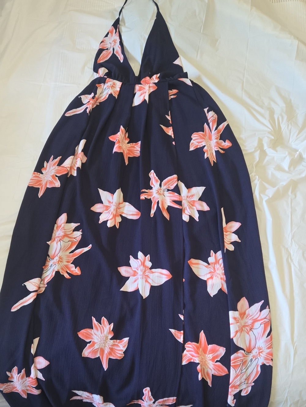 Floral Navy Pink Halter Dress